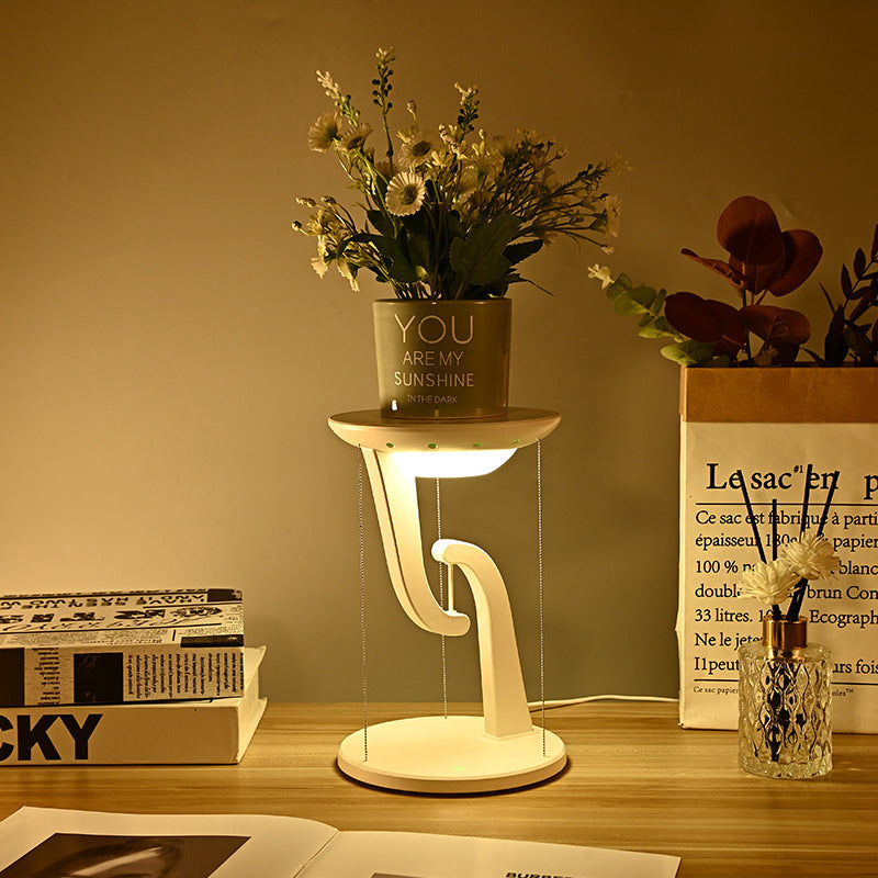 Contemporary Creative Round Hanging Plastic LED Table Lamp for Bedroom