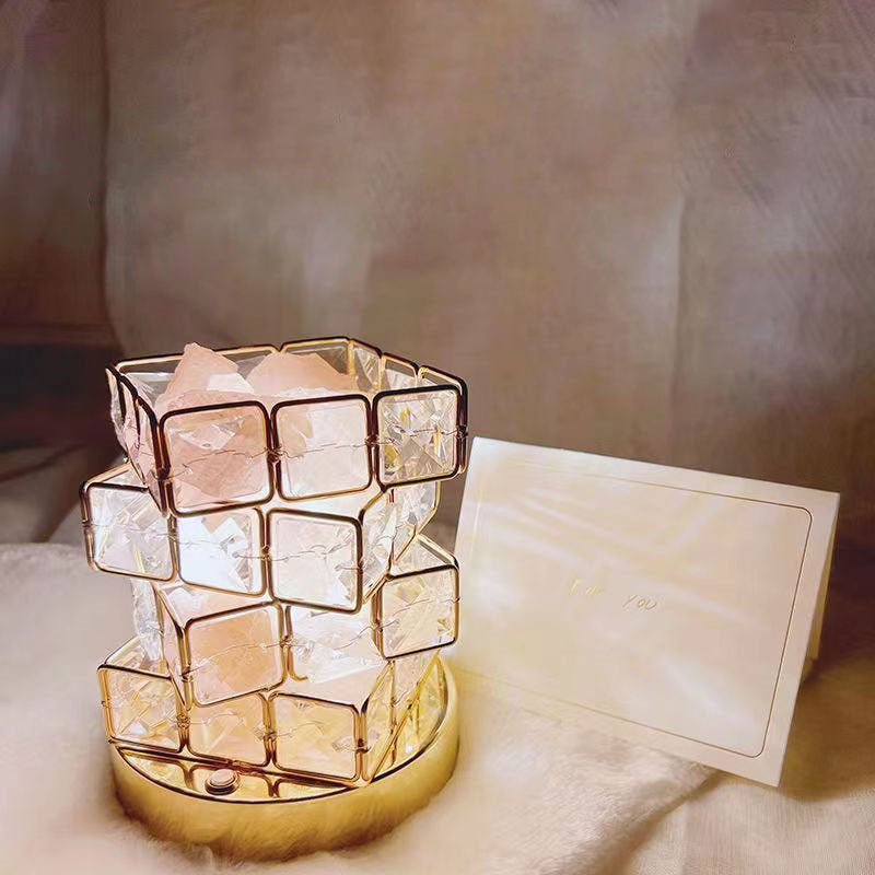 Contemporary Creative Hardware Cube 1-Light Table Lamp for Bedroom