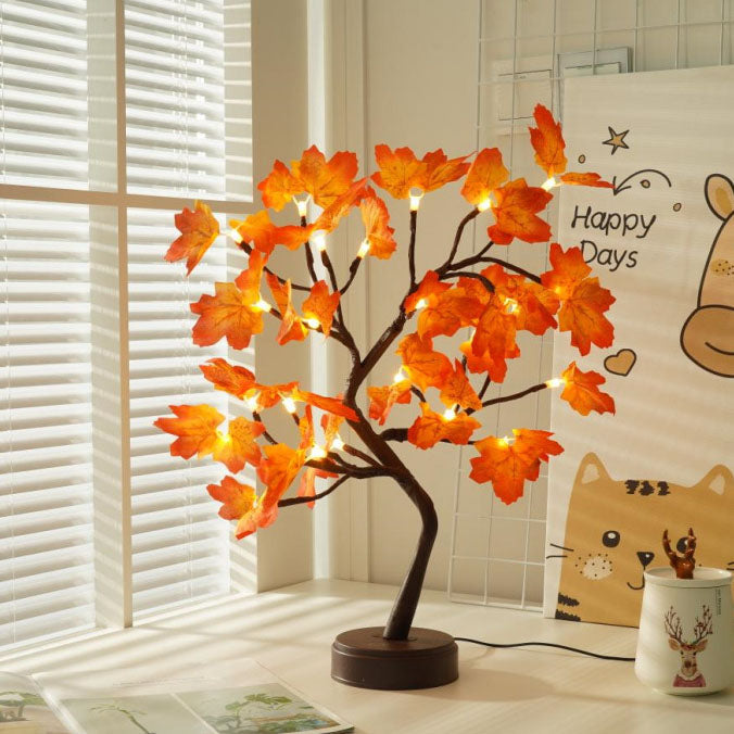 Contemporary Creative LED Maple Leaf Table Lamp for Bedroom