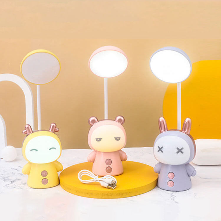 Cartoon Doll LED Desk Lamp with Colorful Eyes - ABS Kids Light