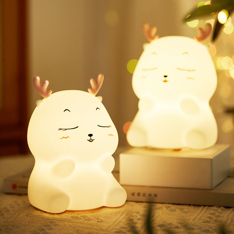 Contemporary Creative Silicone Moose LED USB Night Light Desk Lamp for Bedroom