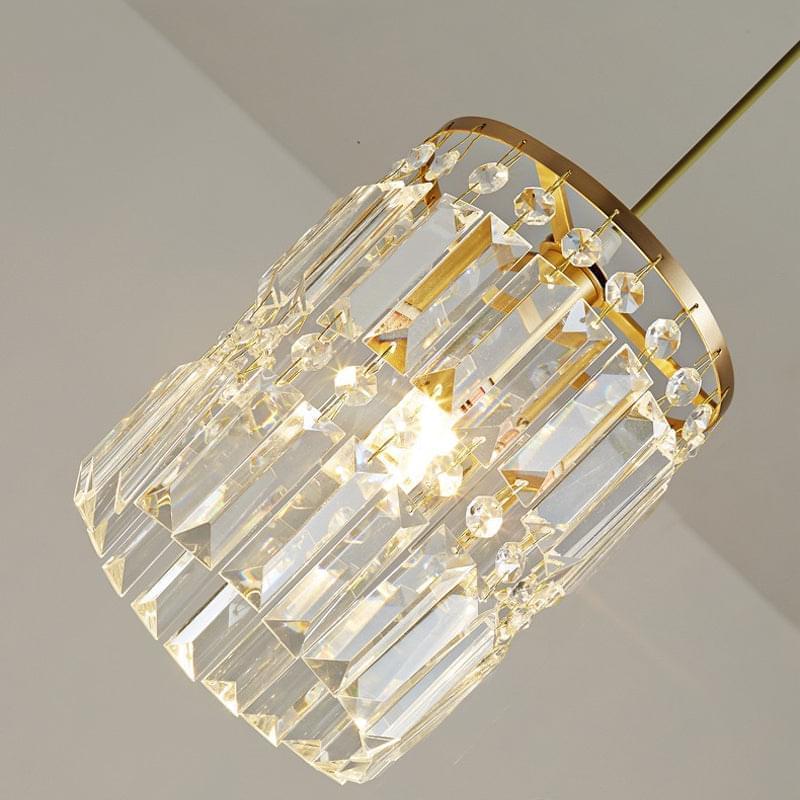 3-Light Gold Crystal Chandelier - Linear Pendant Light