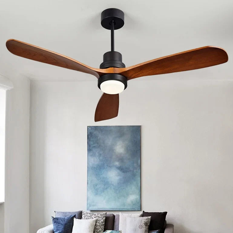 Wood Frequency Conversion Pendant Fan Light