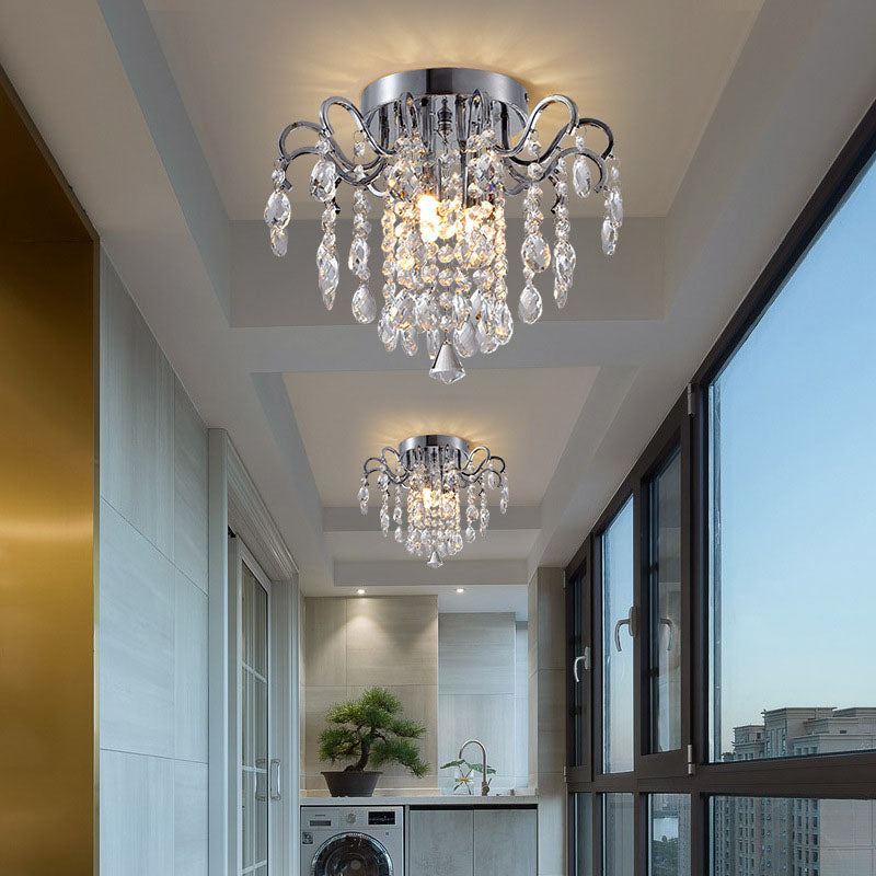 Modern Mini Round Crystal Flush Mount Ceiling Light