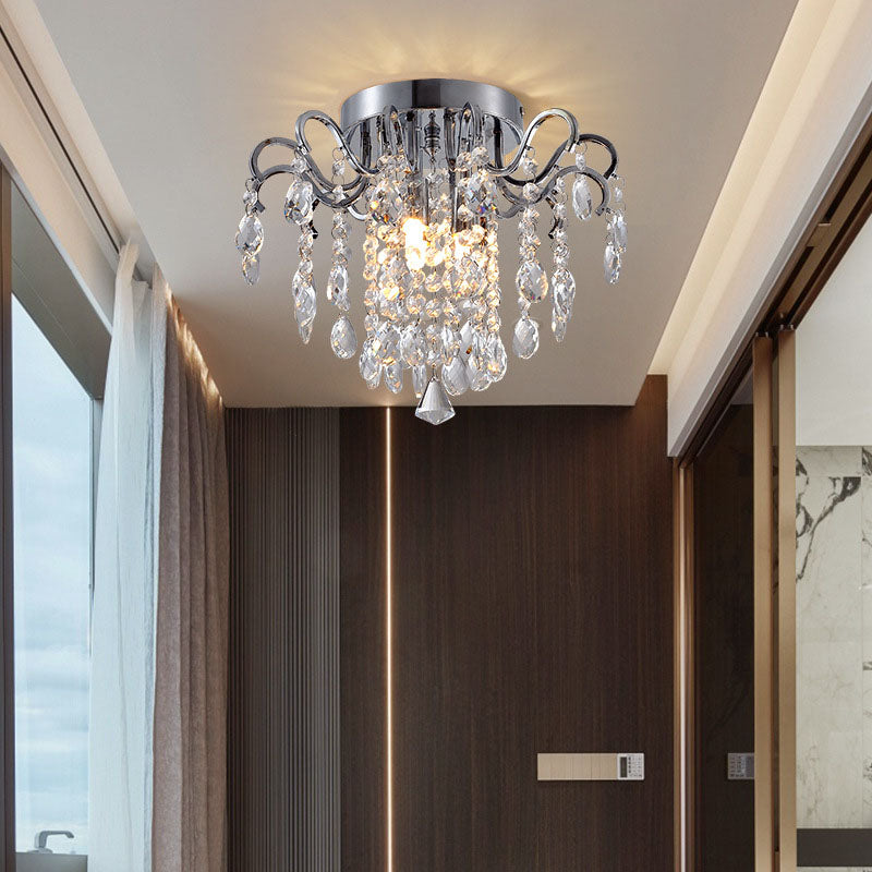 Modern Mini Round Crystal Flush Mount Ceiling Light