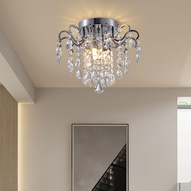 Modern Mini Round Crystal Flush Mount Ceiling Light