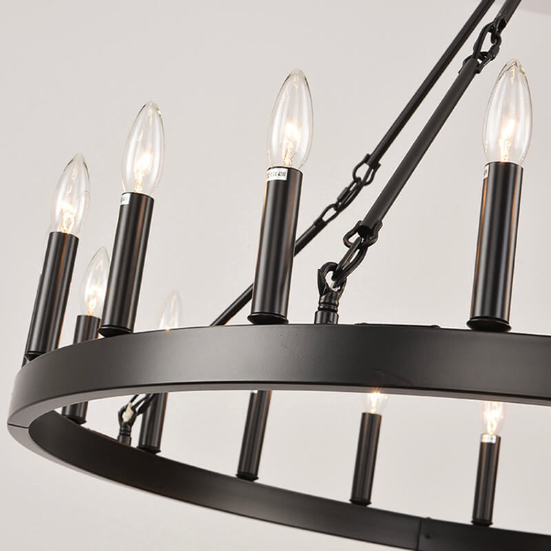 Double-Tier Iron Chandelier Industrial Rustic Lighting