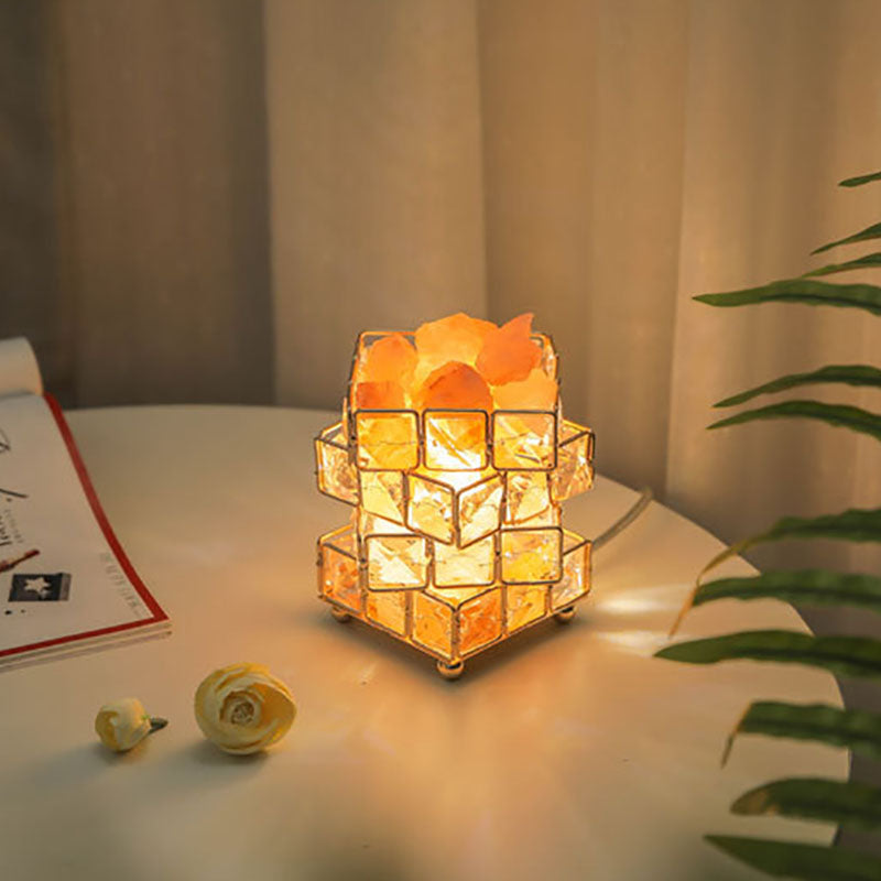 Contemporary Creative Hardware Cube 1-Light Table Lamp for Bedroom