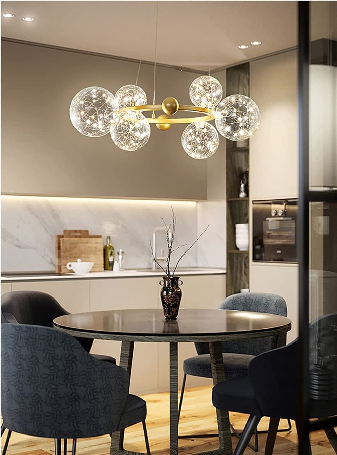 Gold Glass Globe Chandelier