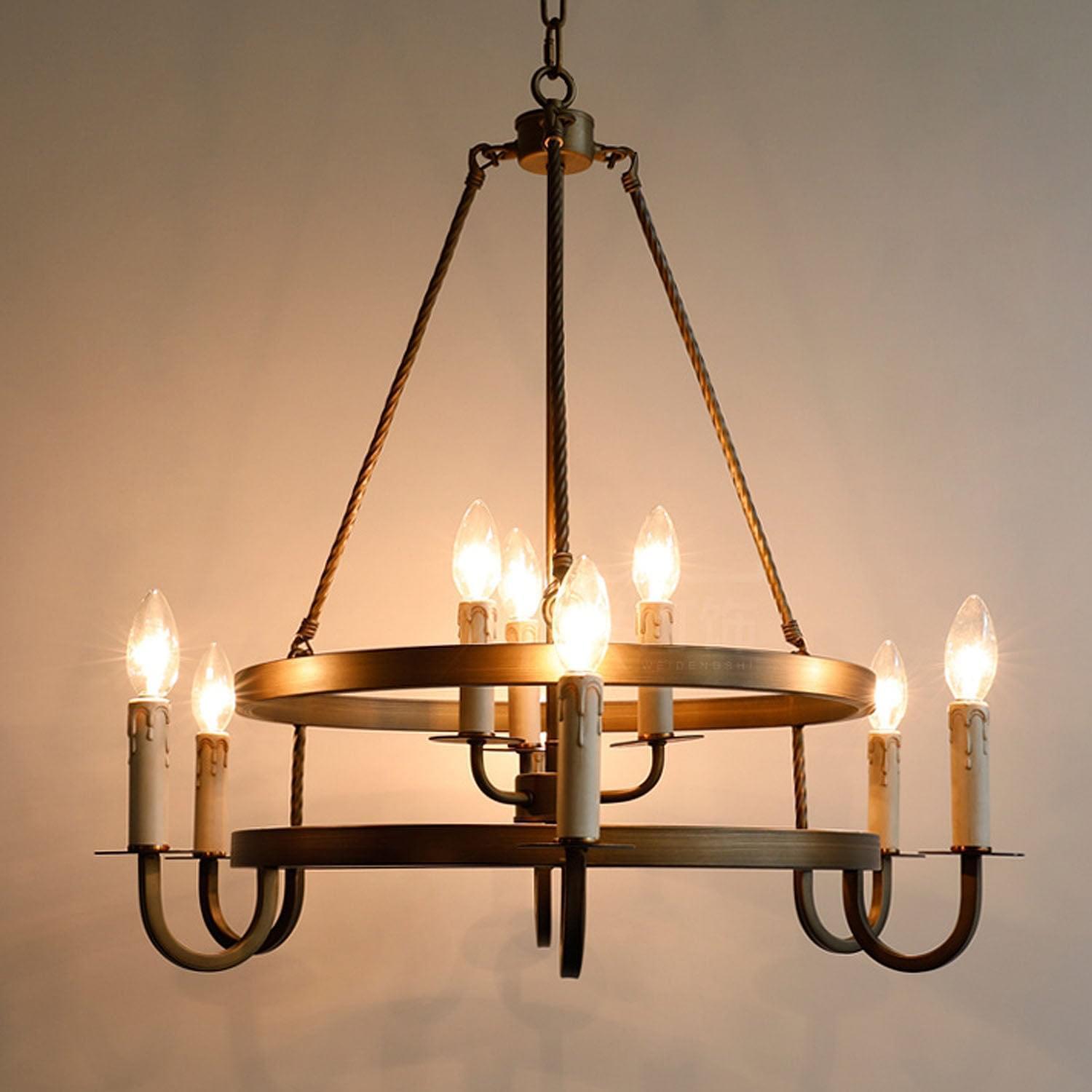 2-Tier Bronze Wagon Wheel Chandelier