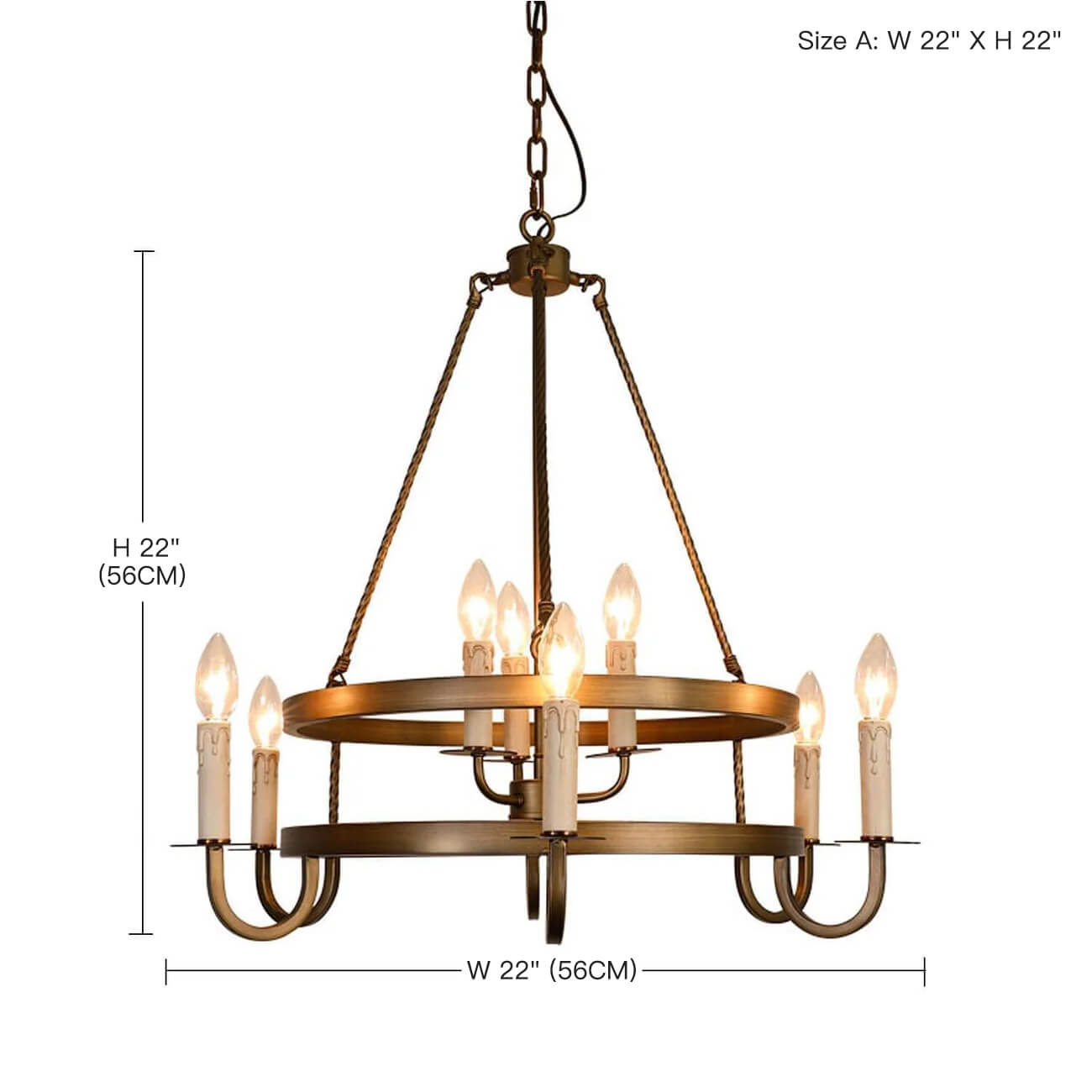 2-Tier Bronze Wagon Wheel Chandelier