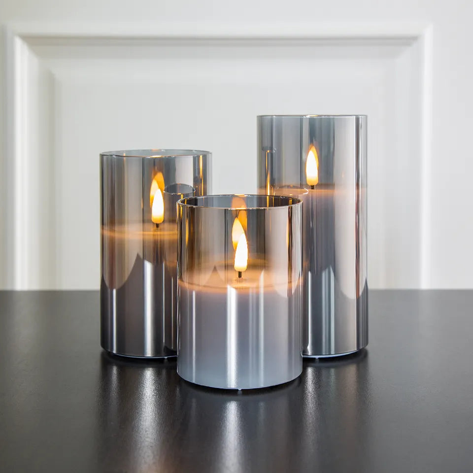 Amblite Set of Three Flameless LED Candles with Realistic Flickering Effect