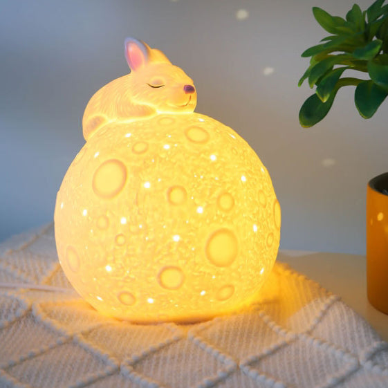 Contemporary Creative Luna Moon Astronaut Rabbit LED Table Lamp