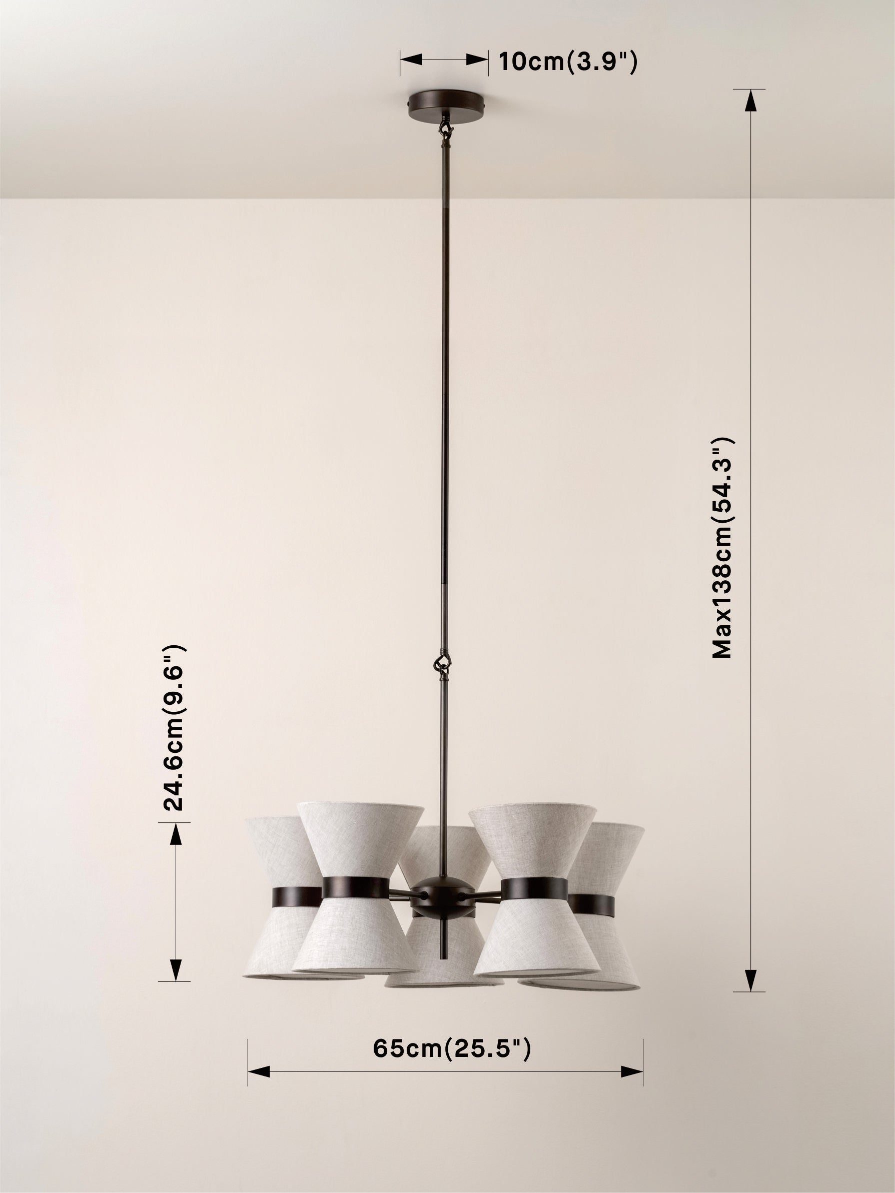 Renwick - 5 light linen and bronze pendant