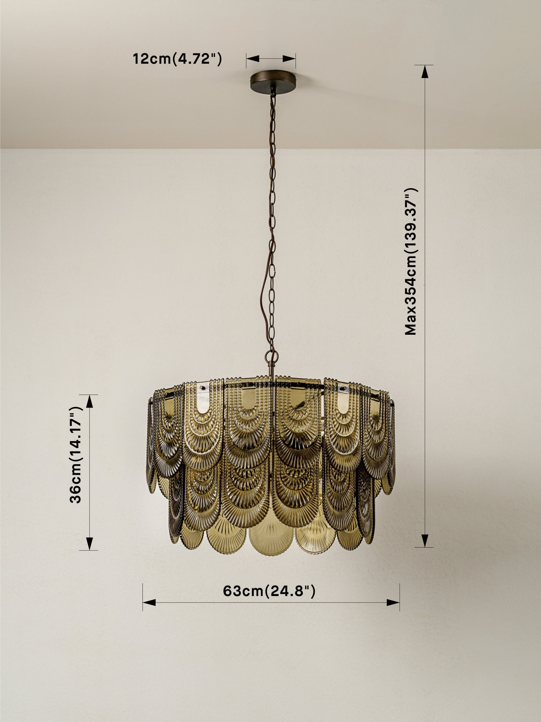 Selmes - 4 light bronze and smoked green glass chandelier