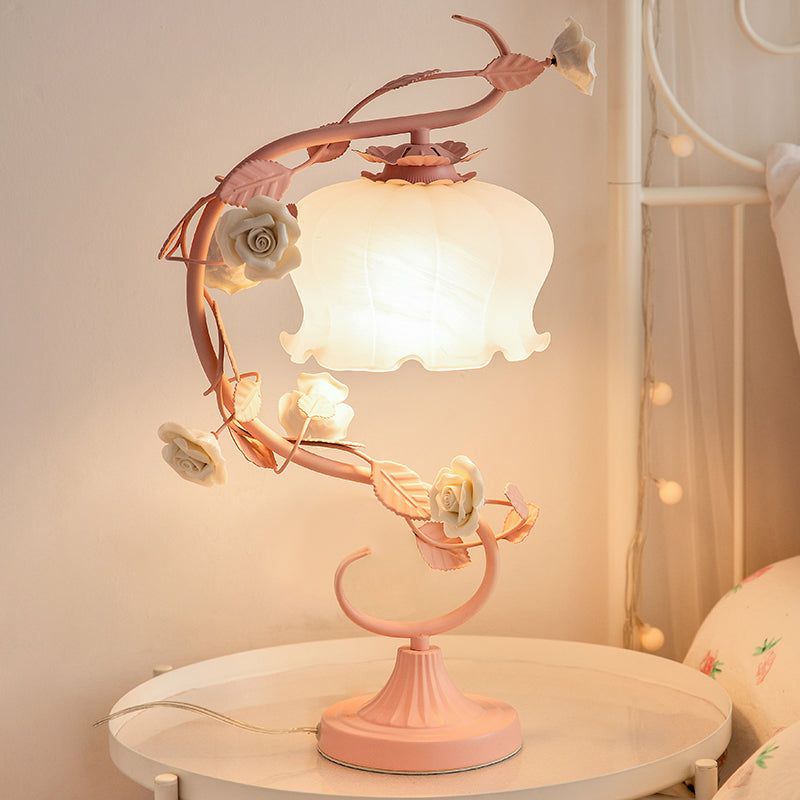 AmberBloom Elegant Rose Lamp – LED Light & Glass Cover