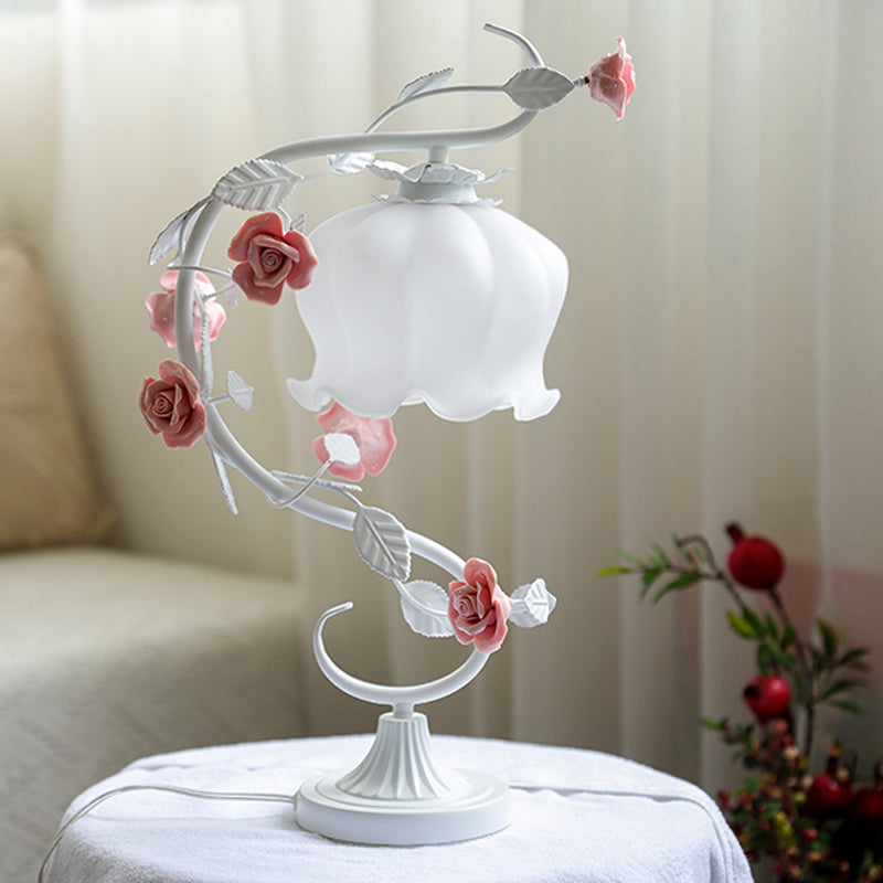 AmberBloom Elegant Rose Lamp – LED Light & Glass Cover