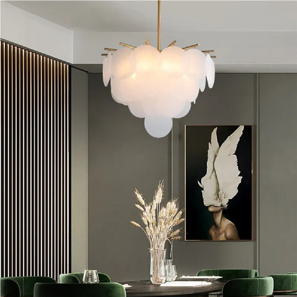 Modern White Glass Chandelier