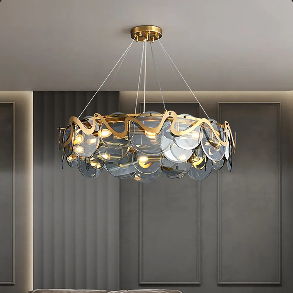 Smokey Gray Glass Chandelier