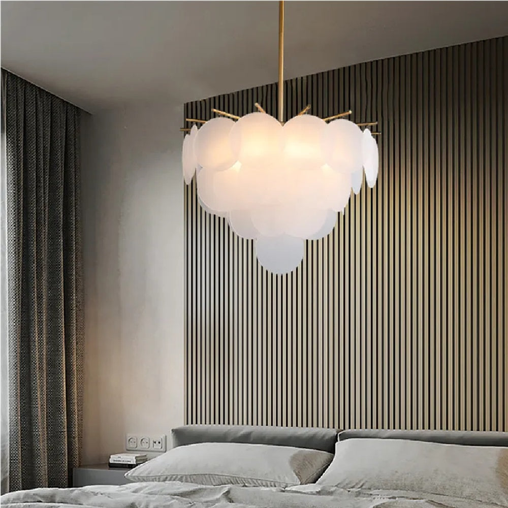 Modern White Glass Chandelier