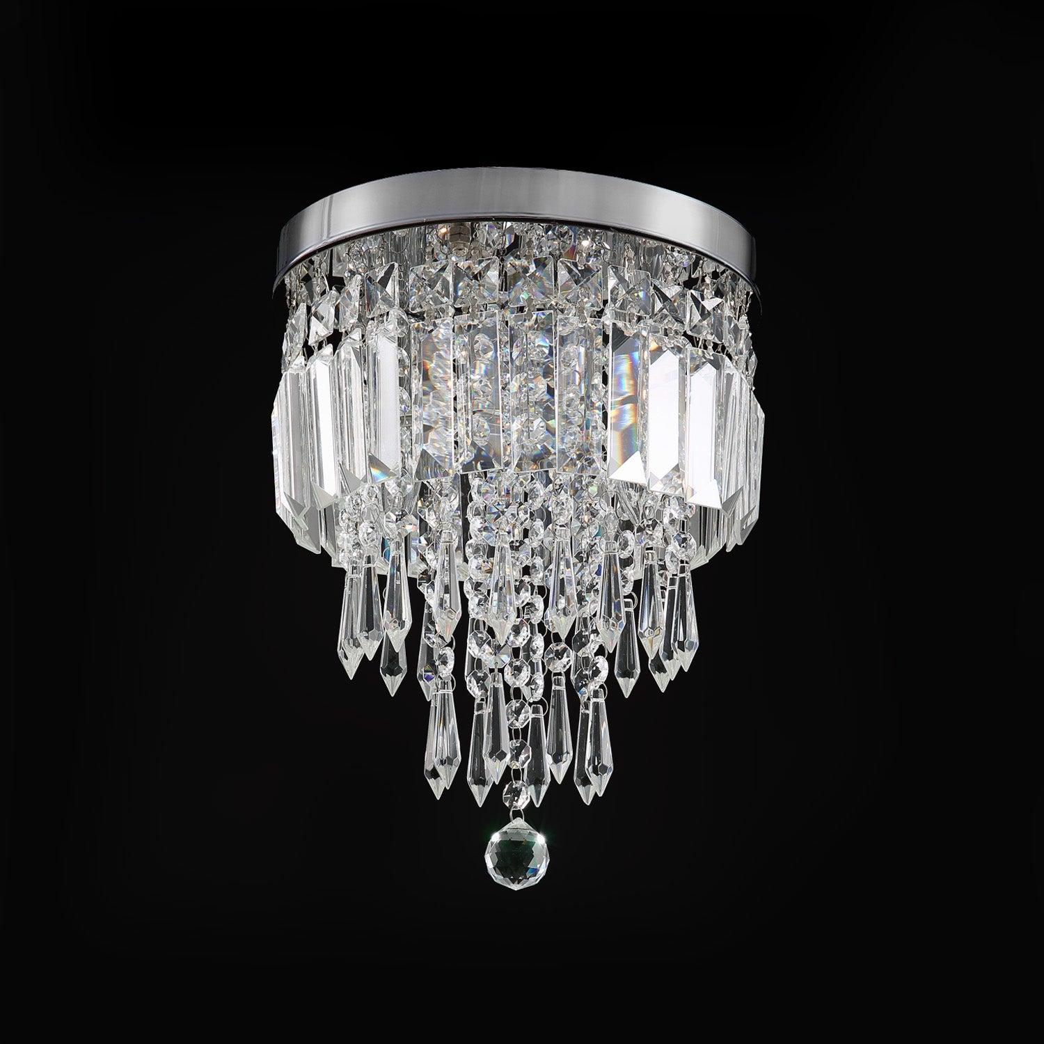 Small Modern Flush Mount Mini Crystal Chandelier