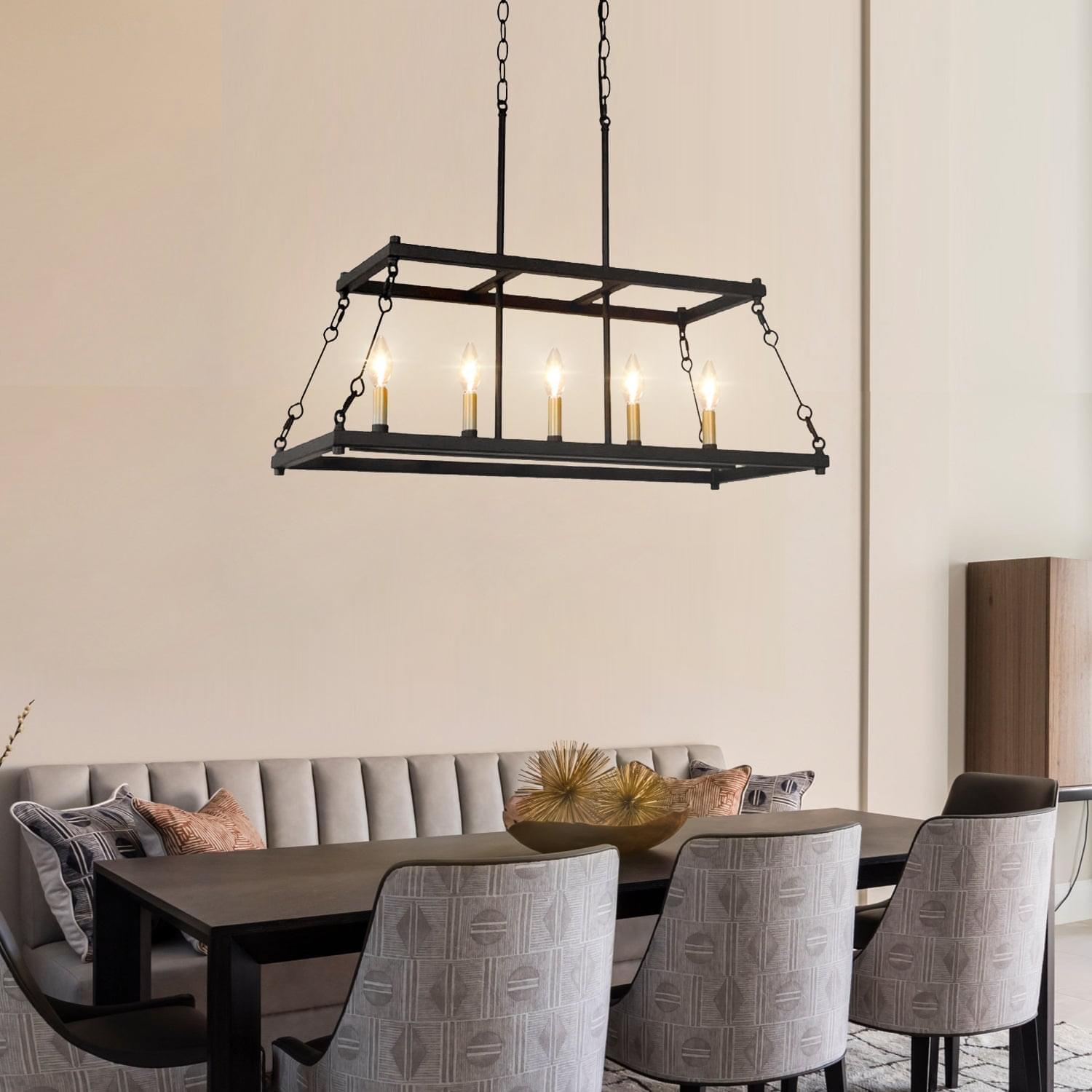 5-Light Black Kitchen Island Chandelier