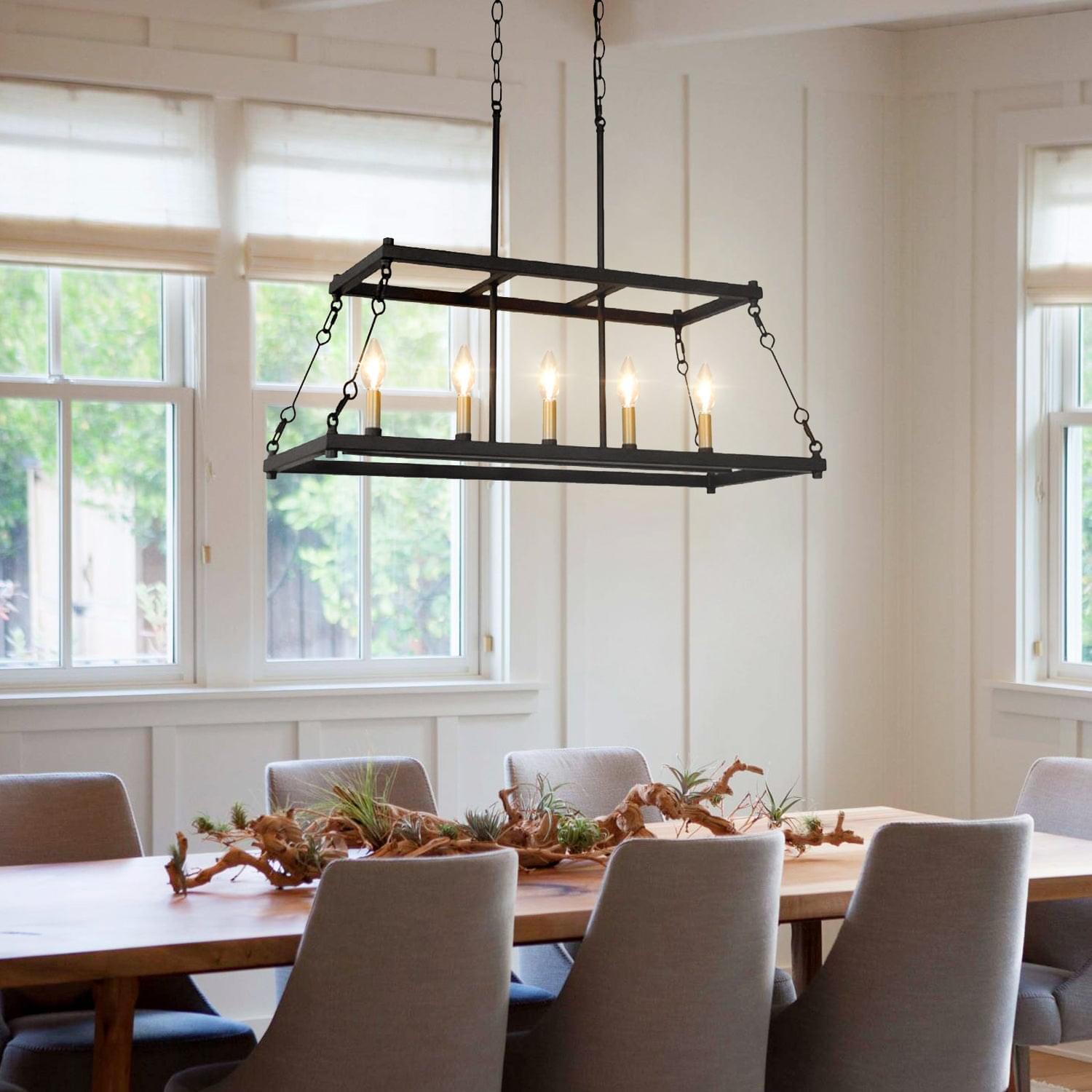 5-Light Black Kitchen Island Chandelier