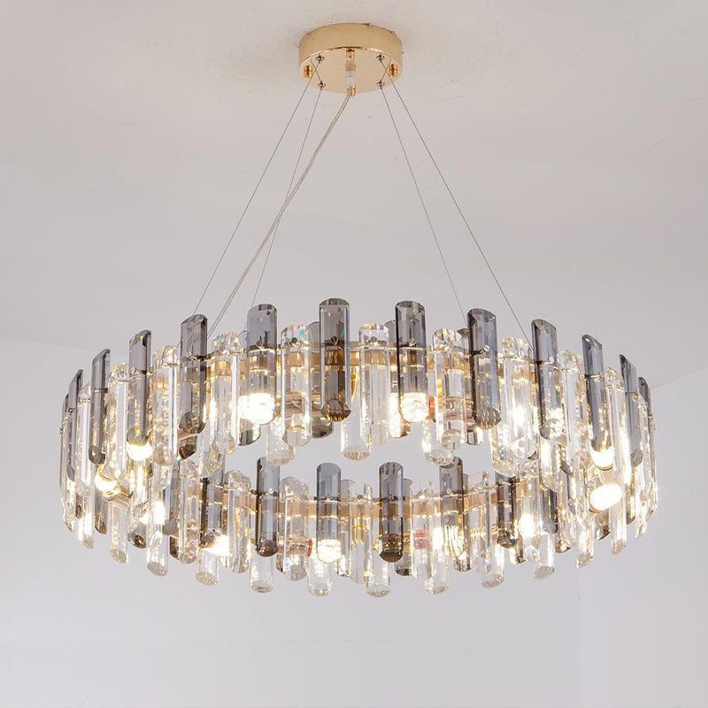 Round Glass Shade Gold Chandelier