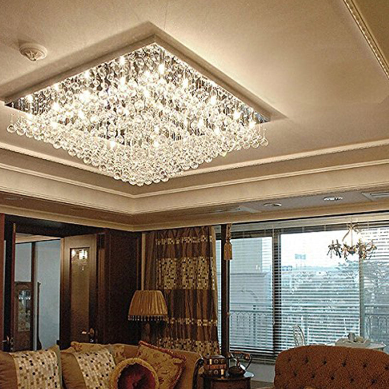 Square Low Ceiling Raindrop Crystal Chandelier