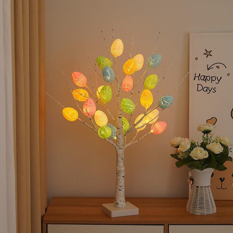 Contemporary Creative Easter Plastic Birch Egg LED Table Lamp for Bedroom