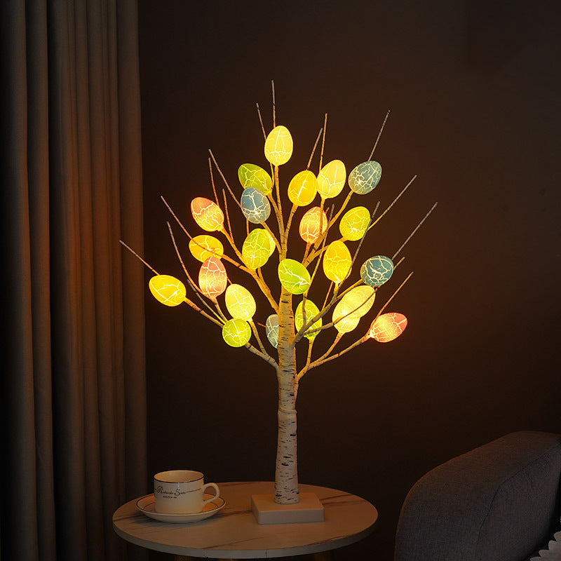 Contemporary Creative Easter Plastic Birch Egg LED Table Lamp for Bedroom