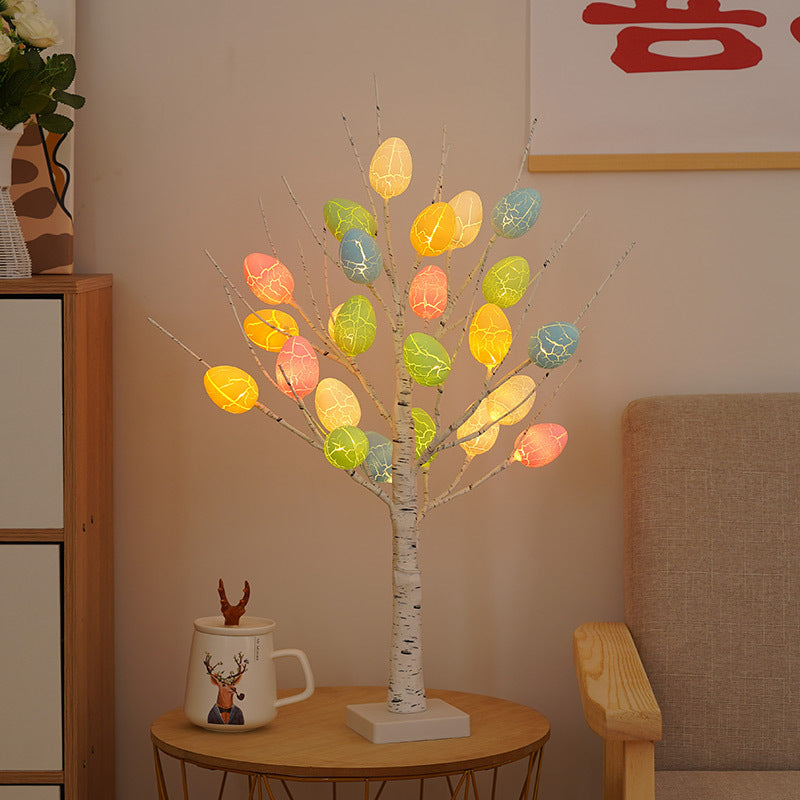 Contemporary Creative Easter Plastic Birch Egg LED Table Lamp for Bedroom