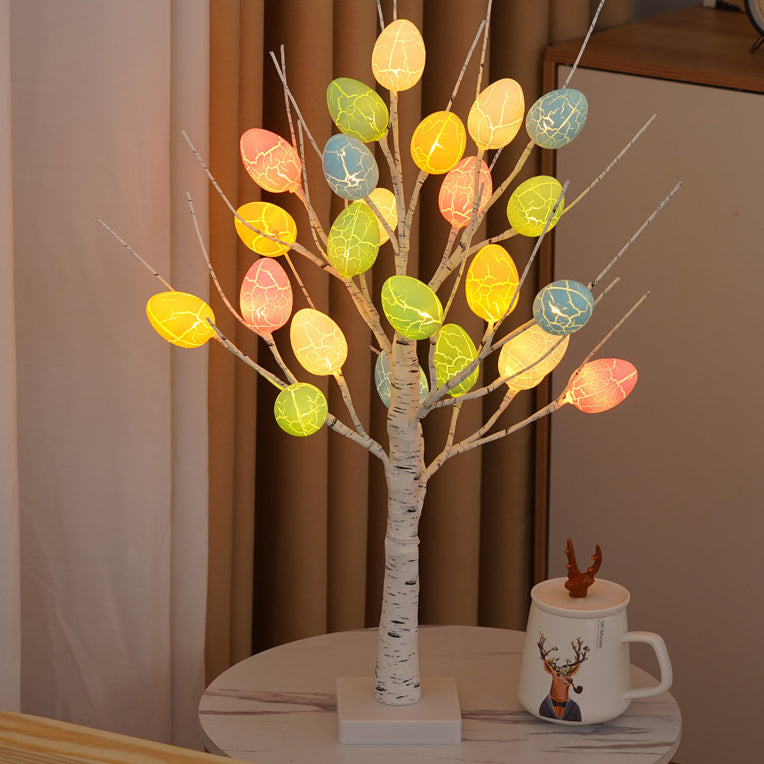 Contemporary Creative Easter Plastic Birch Egg LED Table Lamp for Bedroom