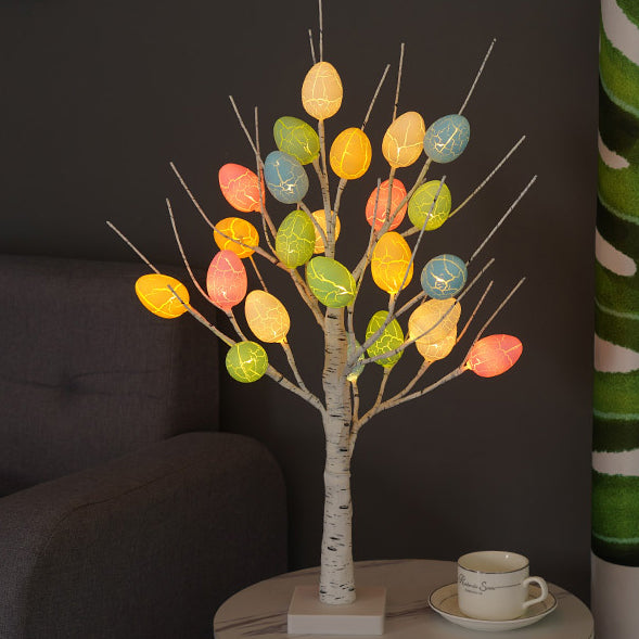 Contemporary Creative Easter Plastic Birch Egg LED Table Lamp for Bedroom