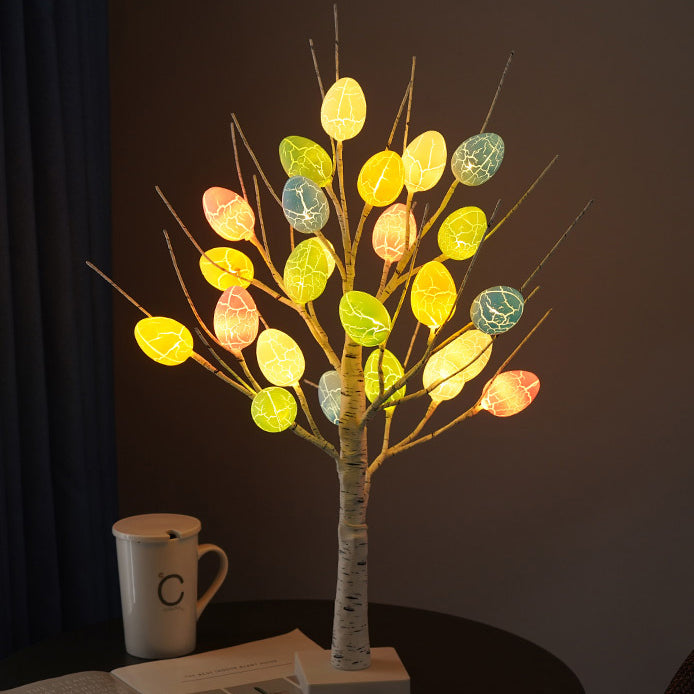 Contemporary Creative Easter Plastic Birch Egg LED Table Lamp for Bedroom