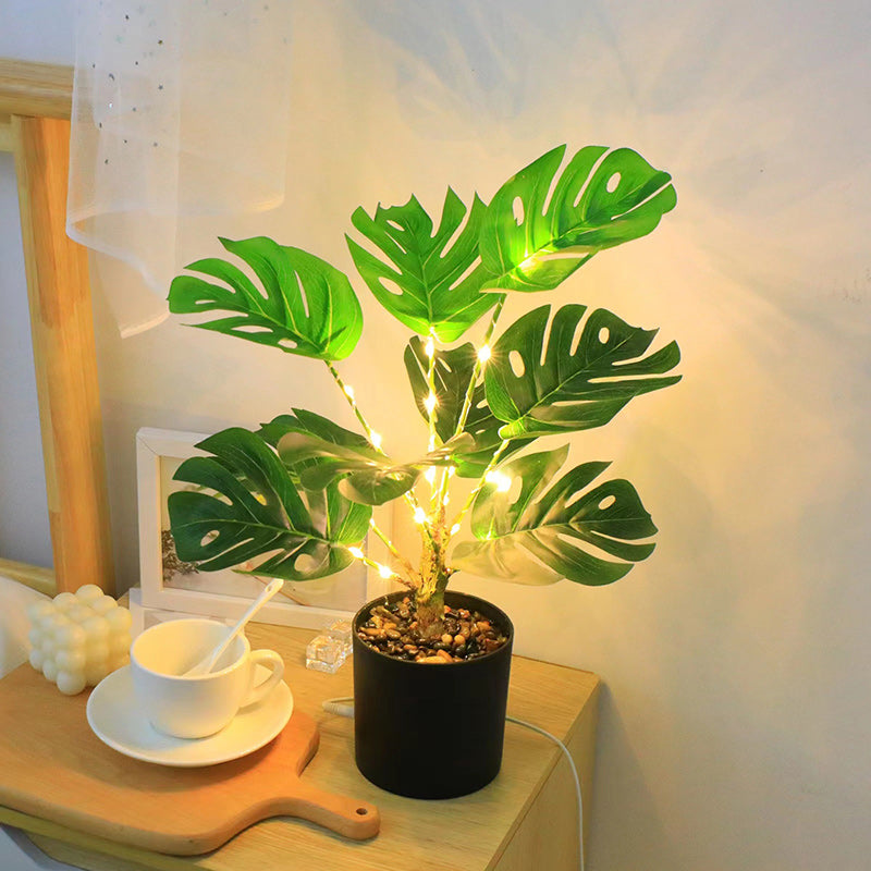 Contemporary Creative Faux Leaf Plastic LED Table Lamp