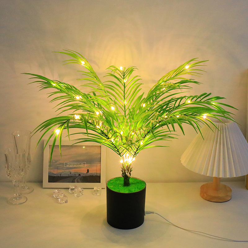 Contemporary Creative Faux Leaf Plastic LED Table Lamp