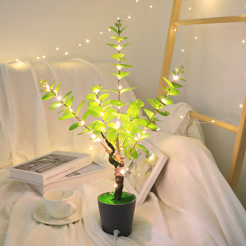 Contemporary Creative Faux Leaf Plastic LED Table Lamp