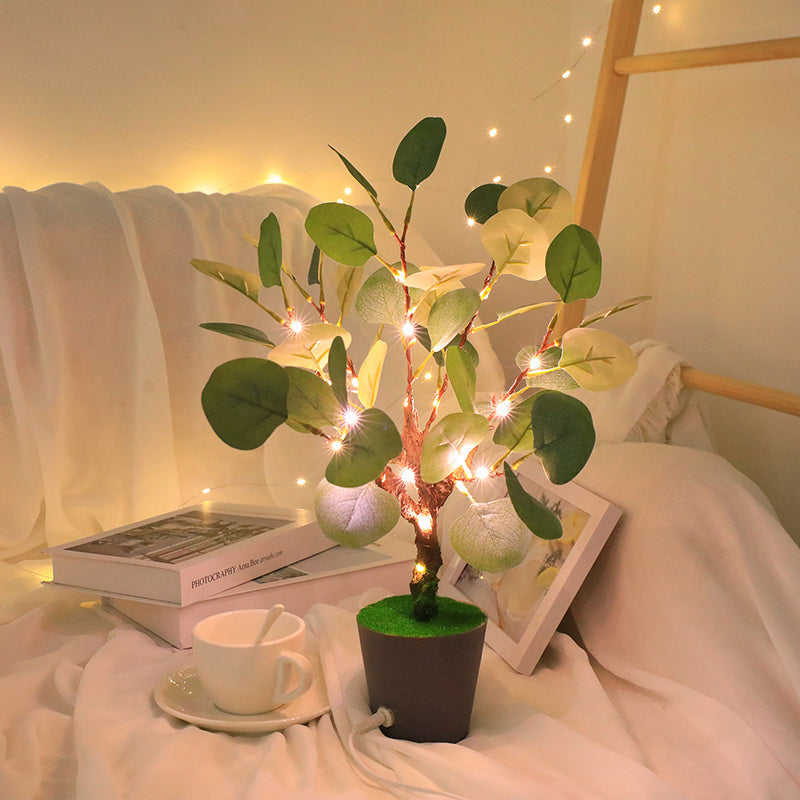 Contemporary Creative Faux Leaf Plastic LED Table Lamp