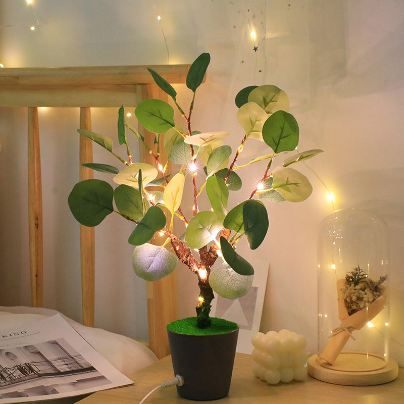 Contemporary Creative Faux Leaf Plastic LED Table Lamp