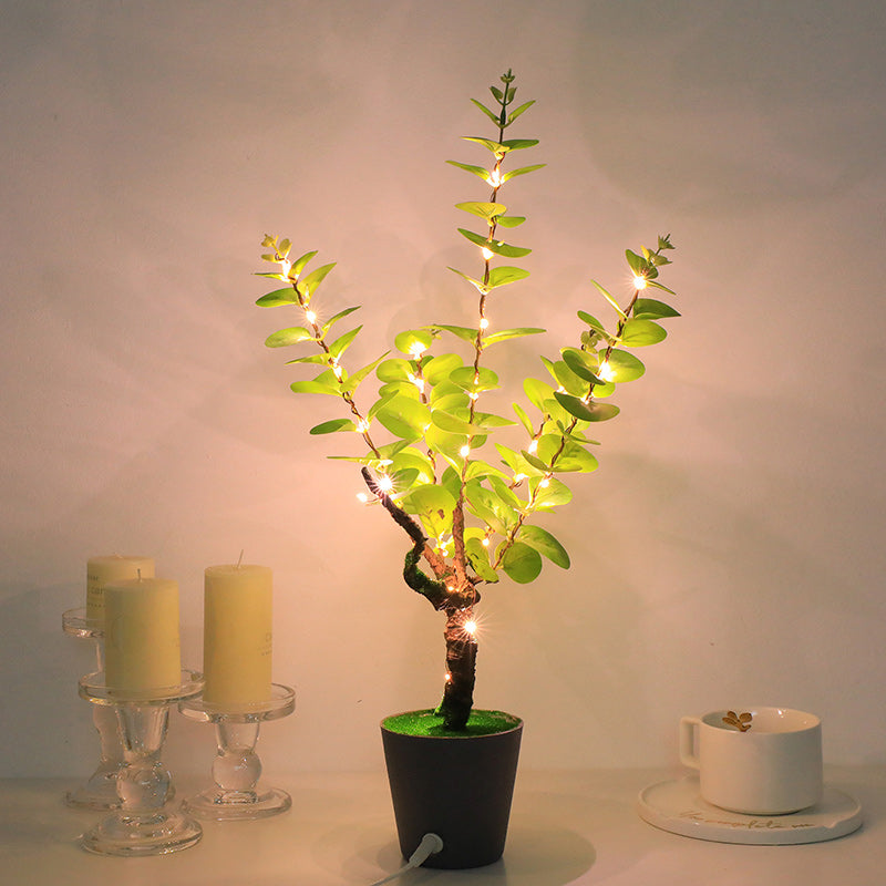 Contemporary Creative Faux Leaf Plastic LED Table Lamp