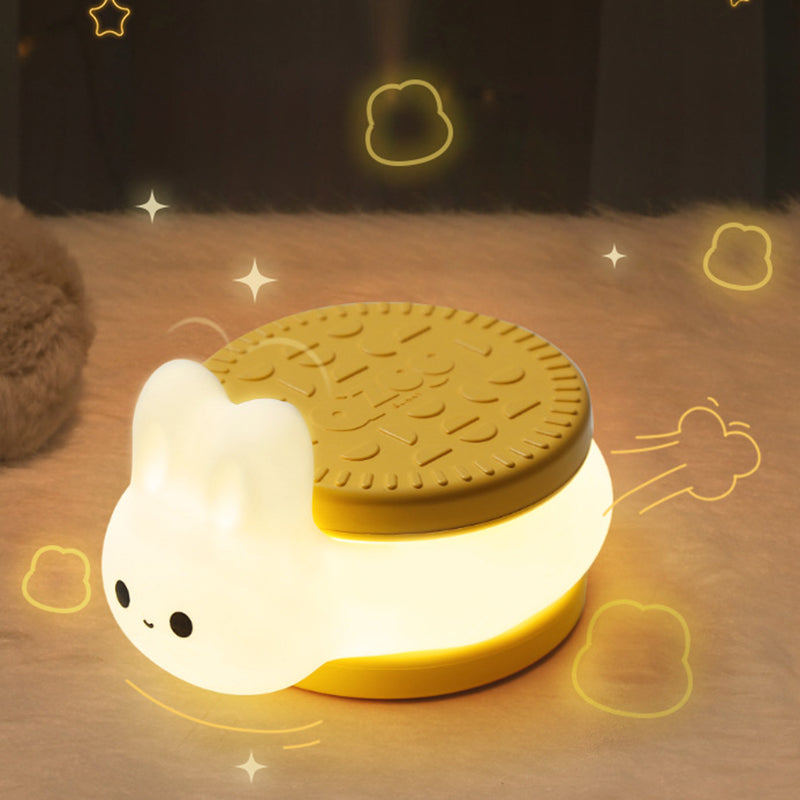 Contemporary Creative Cookie Bunny Silicone LED Timer Night Light Table Lamp for Bedroom