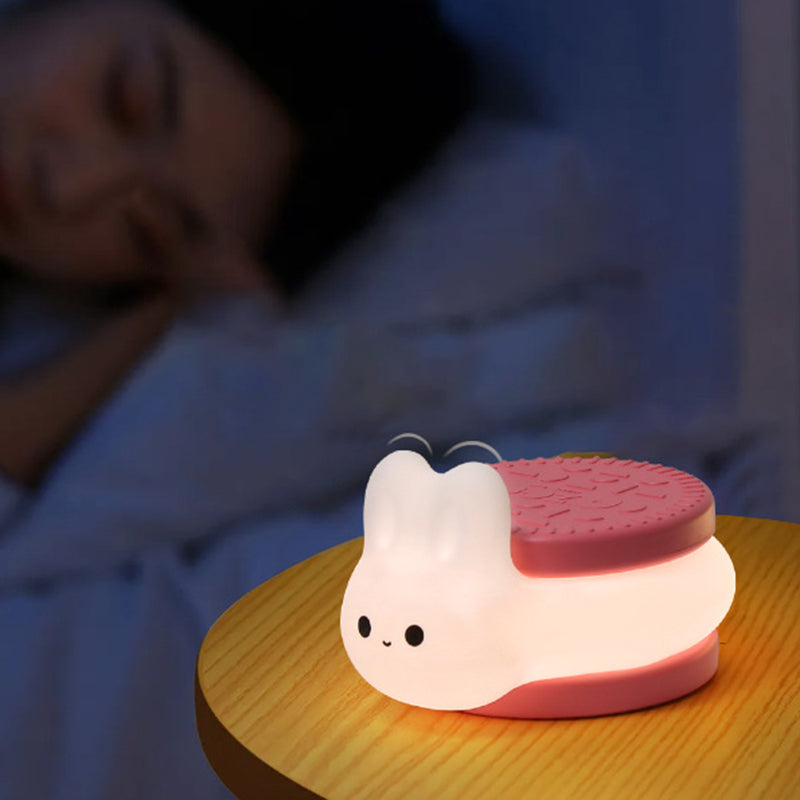 Contemporary Creative Cookie Bunny Silicone LED Timer Night Light Table Lamp for Bedroom