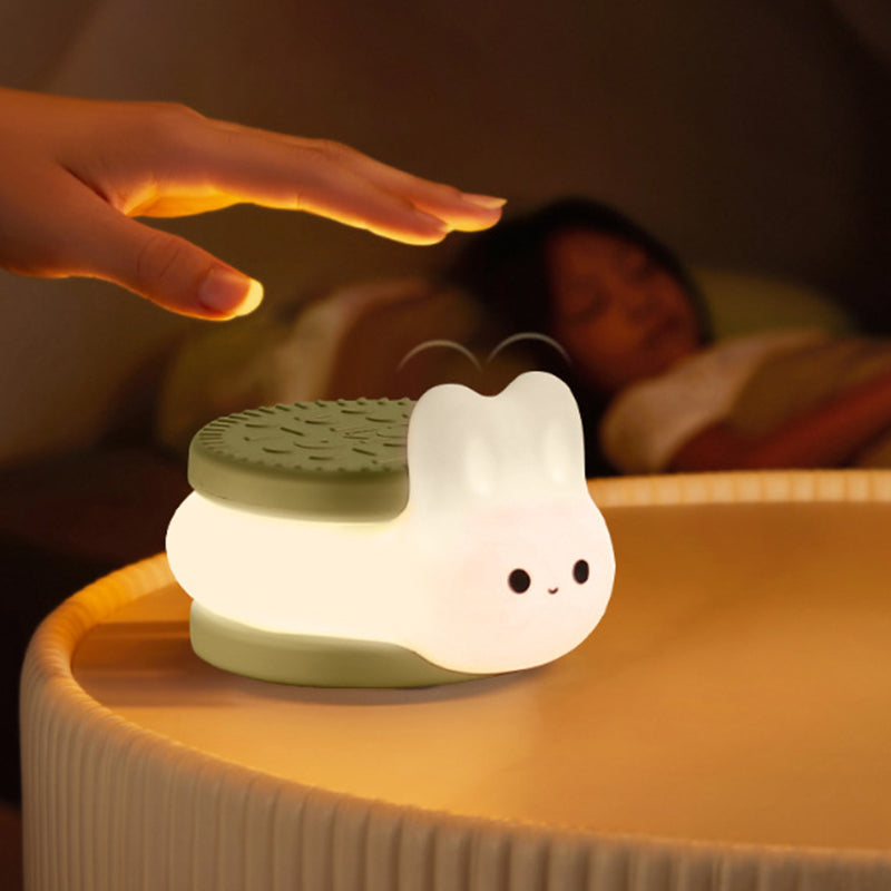 Contemporary Creative Cookie Bunny Silicone LED Timer Night Light Table Lamp for Bedroom