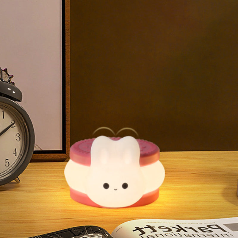 Contemporary Creative Cookie Bunny Silicone LED Timer Night Light Table Lamp for Bedroom