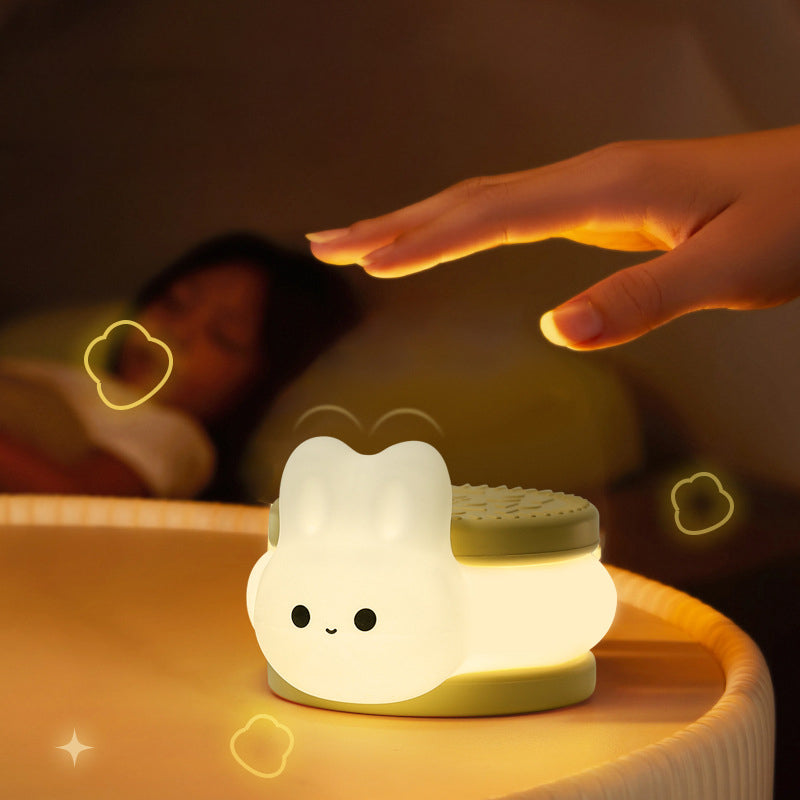 Contemporary Creative Cookie Bunny Silicone LED Timer Night Light Table Lamp for Bedroom