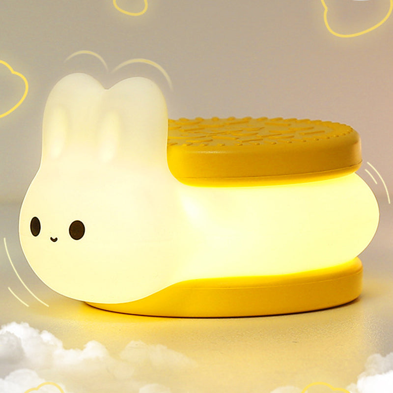 Contemporary Creative Cookie Bunny Silicone LED Timer Night Light Table Lamp for Bedroom