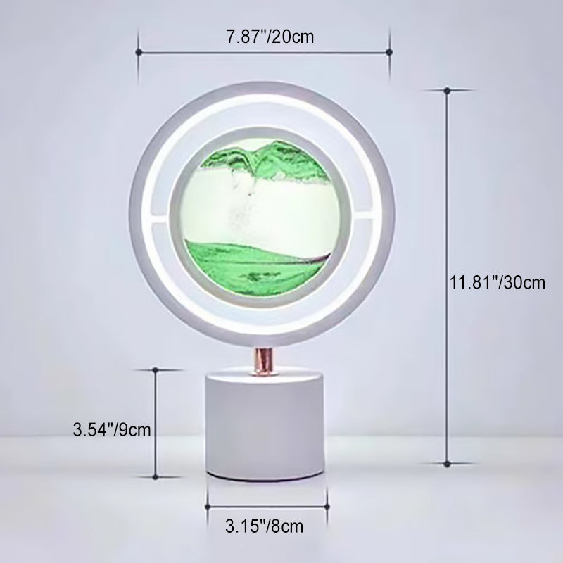 Contemporary Creative Metal Acrylic Silicone Round Sand Painting USB LED Table Lamp for Bedroom