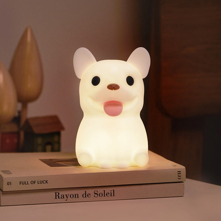 Contemporary Creative Kids Rechargeable Bulldog LED Table Lamp Night Light for Bedside