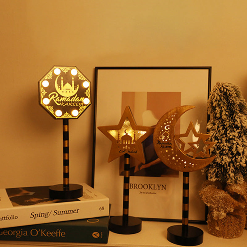 Contemporary Creative Battery Decorative Moon Star LED Table Lamp for Bedroom